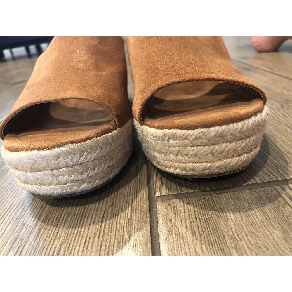 Espadrille Wedge Sz 10 Caramel‎ Brown Ankle Strap Sandal 3.5” Heel 1.5” platform - Picture 12 of 12